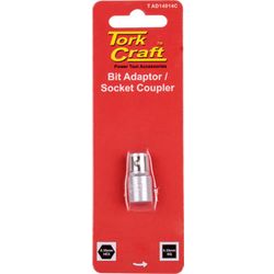Socket Adaptor Coupler 1/4'f Sq X 1/4'f Hex Carded